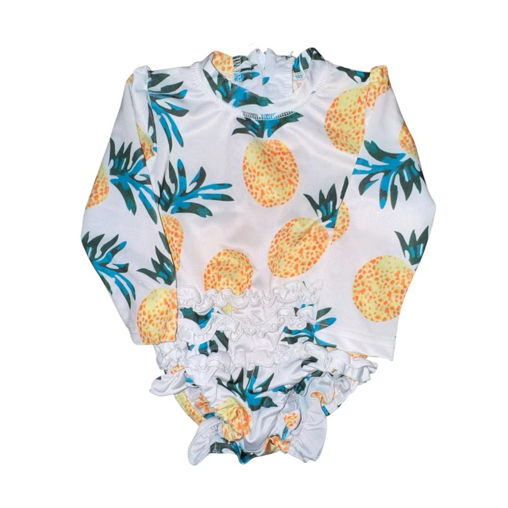 Pineapple Print Rashguard Swimsuit